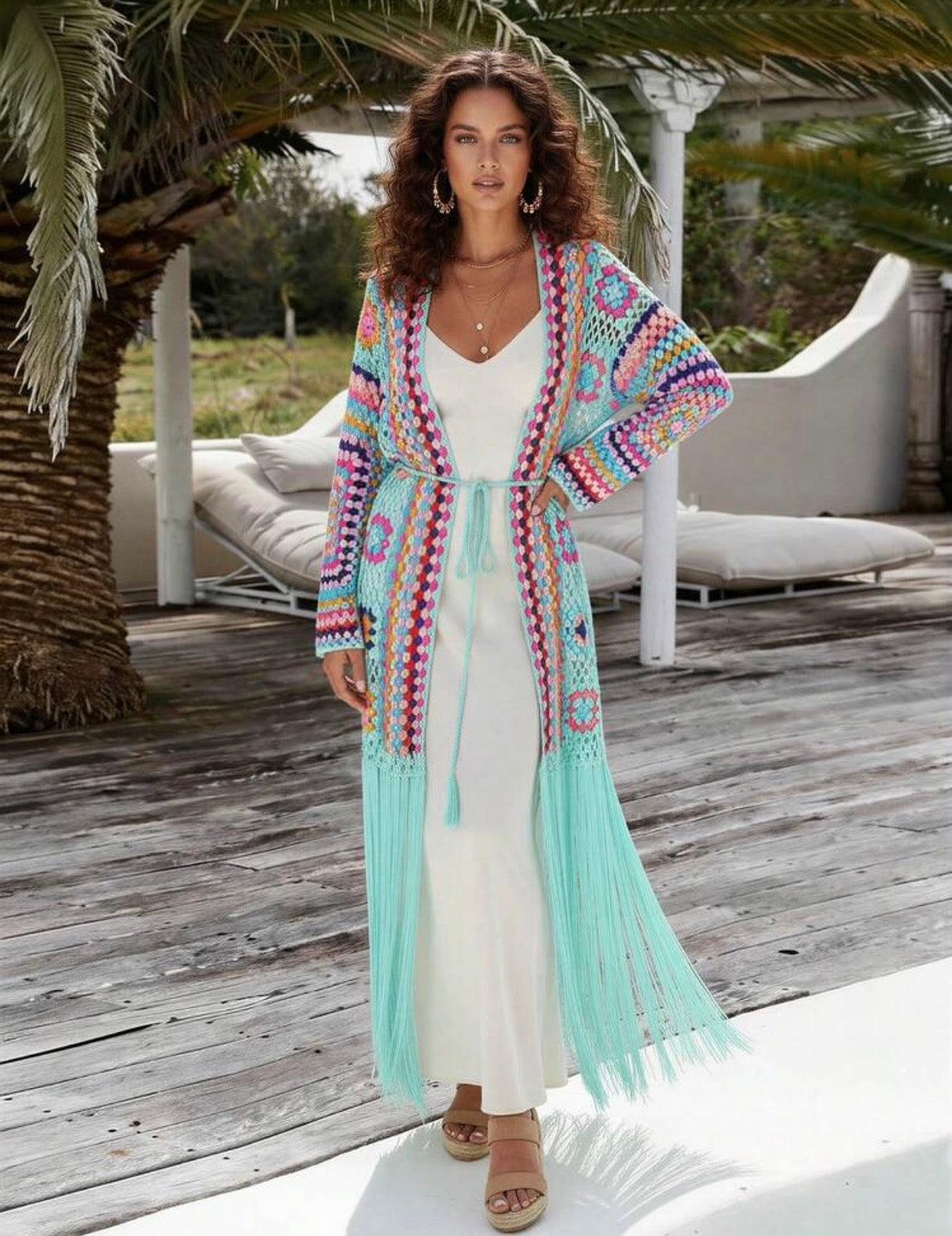 PRE-ORDER Long Fringed Crochet Dress